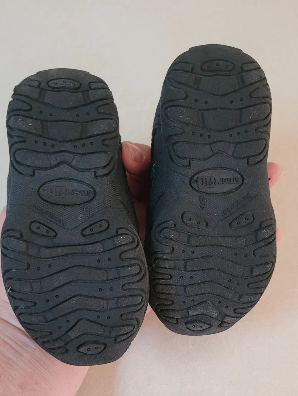 Kids/toddler Smart Fit Black Athletic Shoes with Blue Highlights